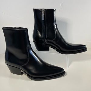Calvin Klein 205W39NYC Tiesa Leather Western Boots Women’s US 7.5, Black